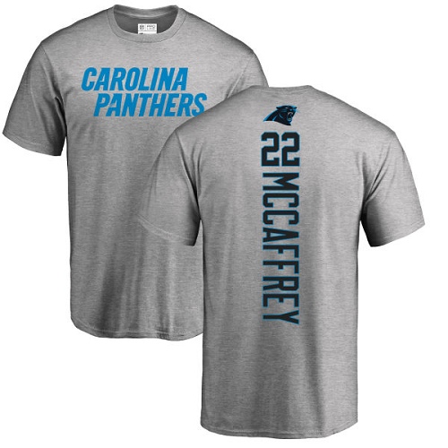 Carolina Panthers Men Ash Christian McCaffrey Backer NFL Football #22 T Shirt->nfl t-shirts->Sports Accessory
